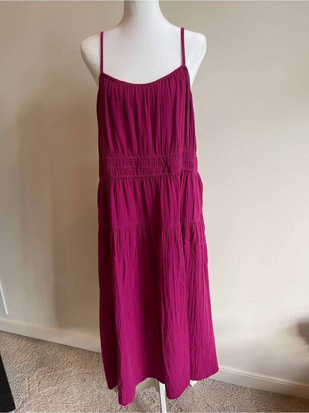 NWOT Old Navy cotton gauze tiered midi dress in Boysenberry